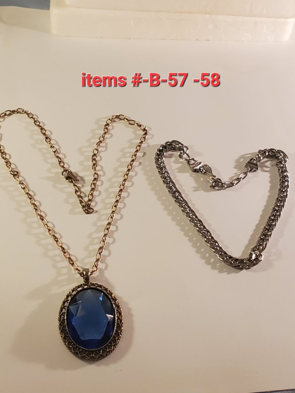 2 Necklaces, items # B- 57-58, . wt 70 grams.